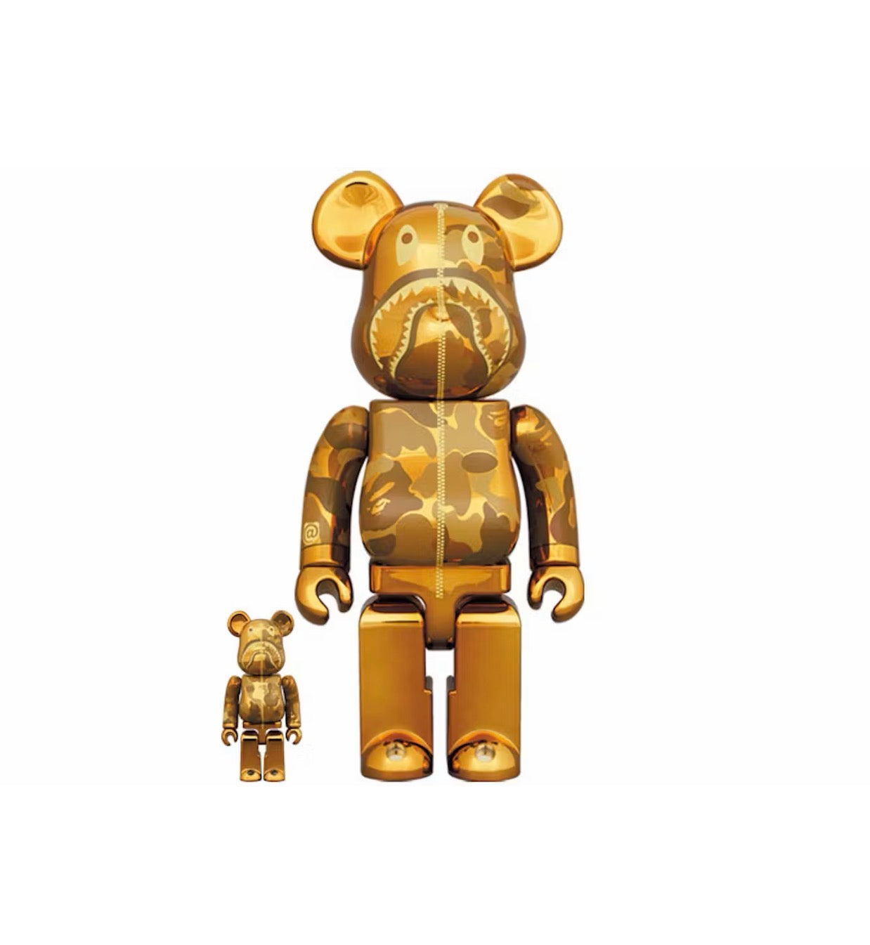Bearbrick BAPE 400/100 Camo shark Gold chrome