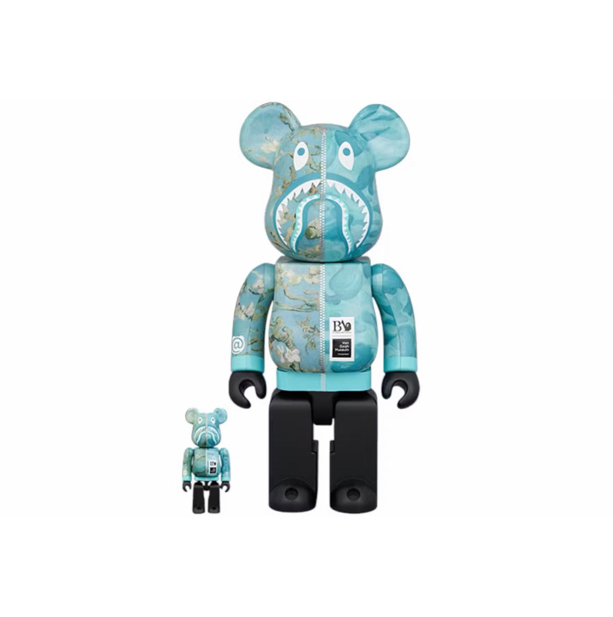 Bearbrick BAPE(R) x Van Gogh Museum Almond Blossom SHARK 100% & 400% Set