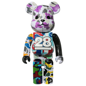 MEDICOM X A BATHING APE 28TH ANNIVERSARY GRAY BAPE CAMO #1 1000% BEARBRICK FIGURE (GRAY)