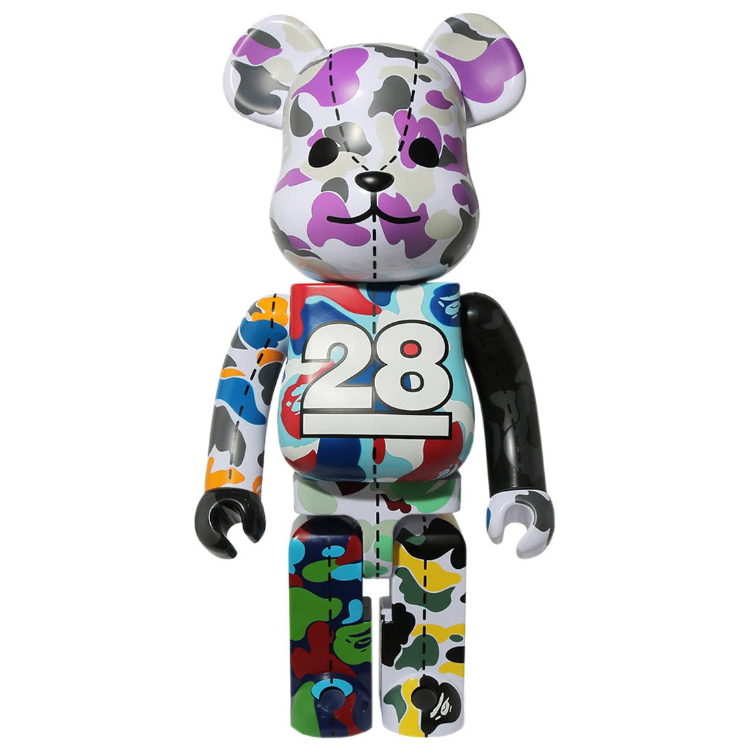 MEDICOM X A BATHING APE 28TH ANNIVERSARY GRAY BAPE CAMO #1 1000% BEARBRICK FIGURE (GRAY)