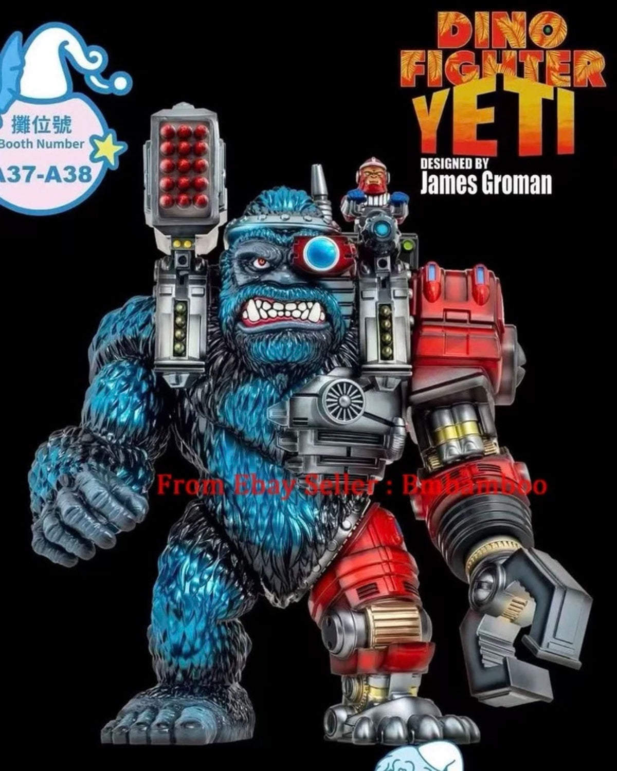 James Groman × Kaiju One Dino Fighter Yeti（Blue Black Mecha Ver.）